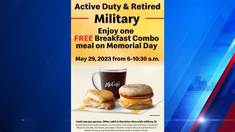 McDonald’s offering free breakfast for military members on Memorial Day